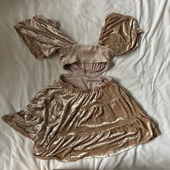 The Post Pink Velvet Pearl Waistline Country Western Cowgirl Dress S - Picture 3 of 3